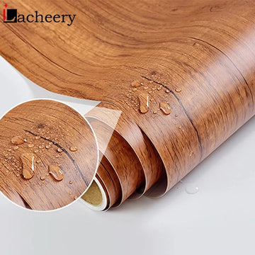 45cm x 100cm Waterproof Wood Vinyl Wallpaper Roll Self Adhesive Contact Paper for Doors and Cabinets Black Walnut and Deep Wood
