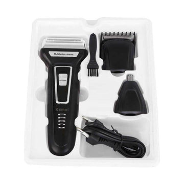 Kemei KM-6558 3-in-1 Electric Shaver, Nose Hair Trimmer, Beard Trimmer, Rechargeable Shaving Machine - Al-Raheem Imports