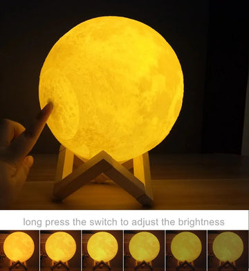 Moon Lamp 3D Print Moonlight LED Rechargeable Table Desk Lamp 12CM with Remote | 16 Colors, Adjustable Brightness, USB Powered