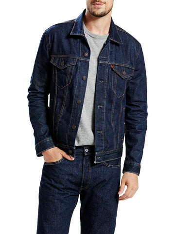 Men’s Dark Blue Denim Jacket Turn-Down Collar Casual Outerwear