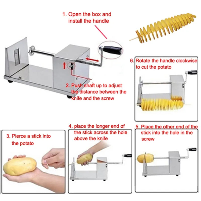 High Quality Stainless Steel Manual Potato Spiral Cutter Machine Spiralizer