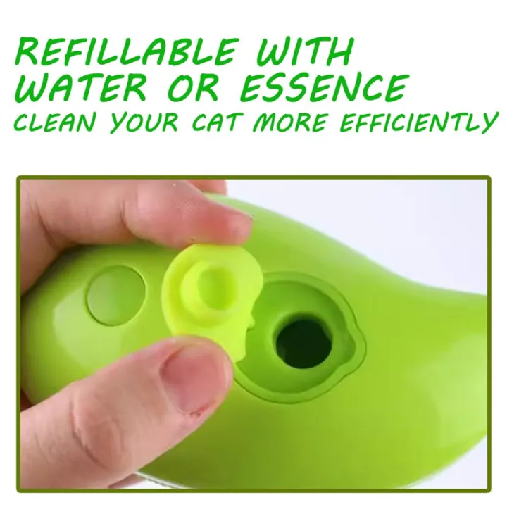 Rechargeable 3 in 1 Cat Steam Brush Green Pet Grooming Tool Steamy Brush for Hair Removal Massage and Cleaning