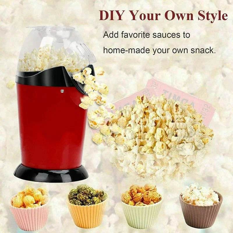 Popcorn Maker Hot Air Popcorn Popper 1200W With Measuring Cup Oil Free Home Party Corn Machine - Al-Raheem Imports