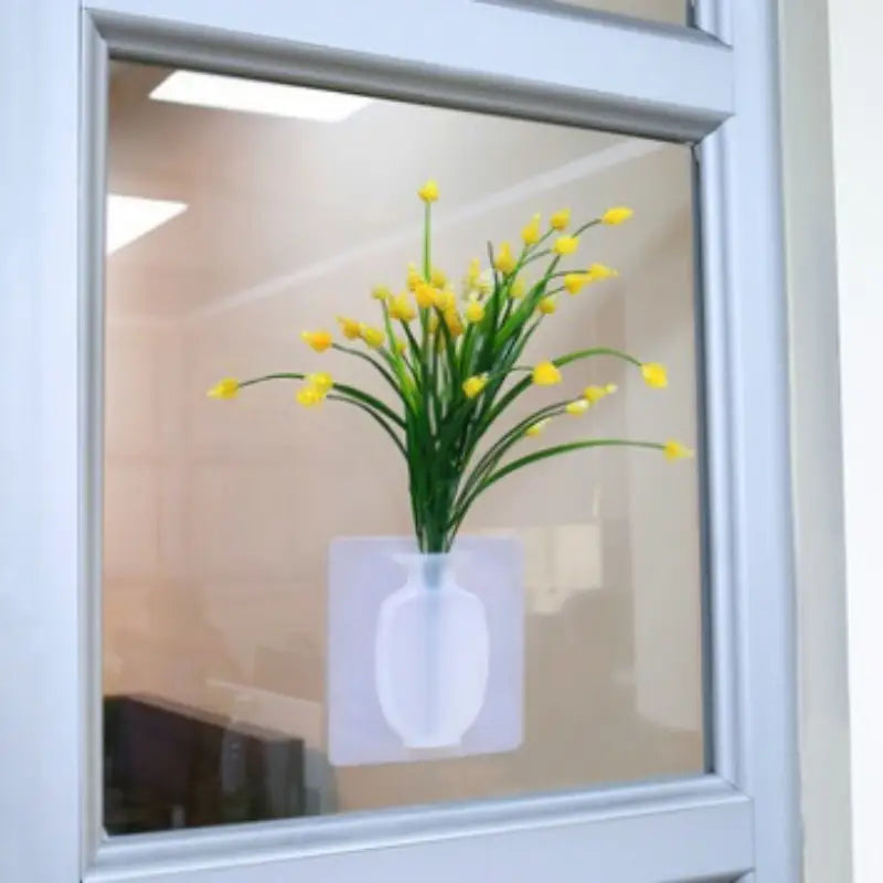 4 PCs Sticky Wall Mounted Plant Holder Silicone Vase Modern Decor Random Color Reusable No Adhesive