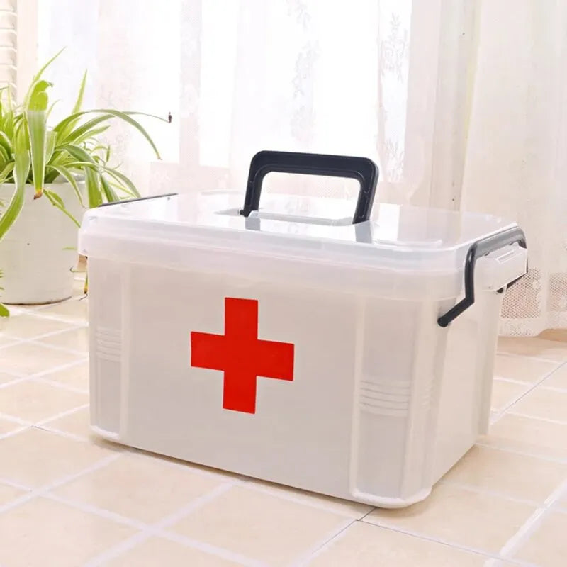 Multi-Layer Double Layer Medicine Storage Organizer First Aid Box with Compartments