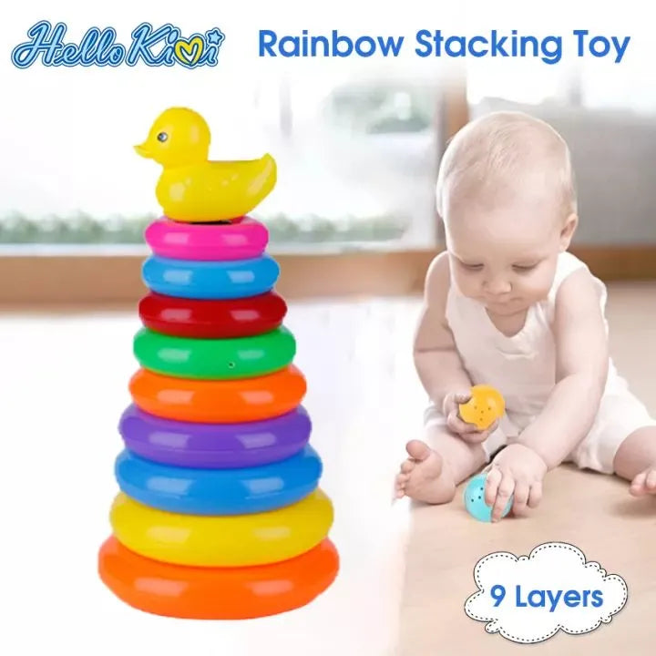 Stacking Rainbow Ring Toy Montessori Plastic Circle Pyramid Tower