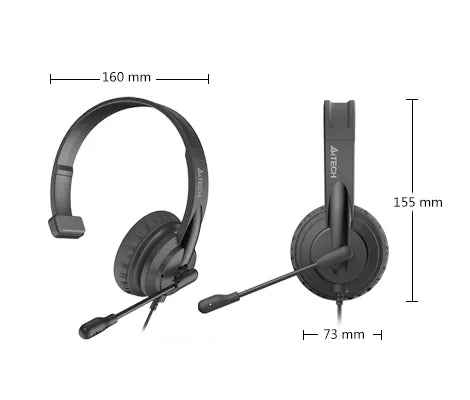 A4 Tech HS-11 Mono Black Wired Headset with Noise Cancelling Microphone