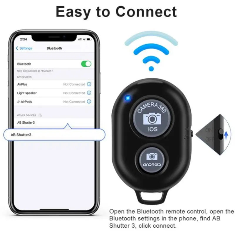 Pack of 3 Mini Easy Pair Bluetooth Selfie Remote Shutter for All Smartphones