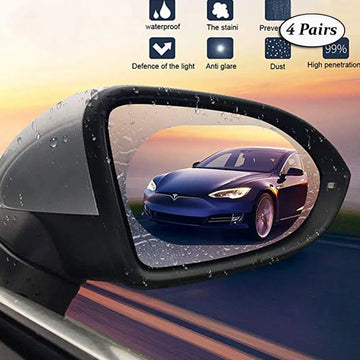 Pack of 4 Pairs Car Anti Water Mist Film HD Clear Nano Coating Rainproof Rearview Mirror Protector 8 Pieces