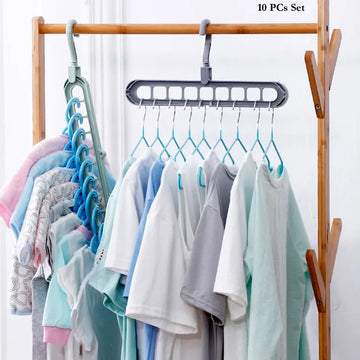 Pack of 10 Rotate Anti-Skid Folding Hangers Space-Saving Portable Clothes Hangers for Wet and Dry Use