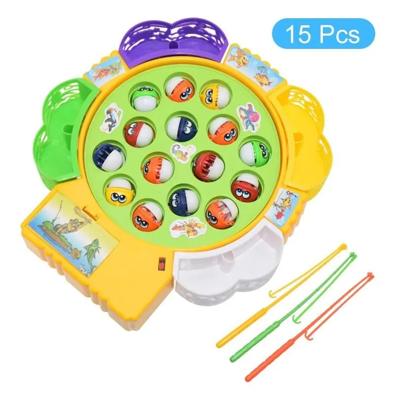 Kids Fishing Toys Electric Rotating Musical Fish Plate Game Set