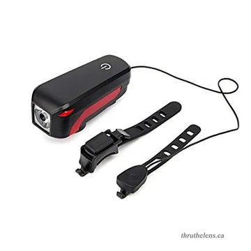 USB Rechargeable Bike Front Light with Loud Horn 2000mAh Waterproof Cycling Flashlight Touch Control Headlight