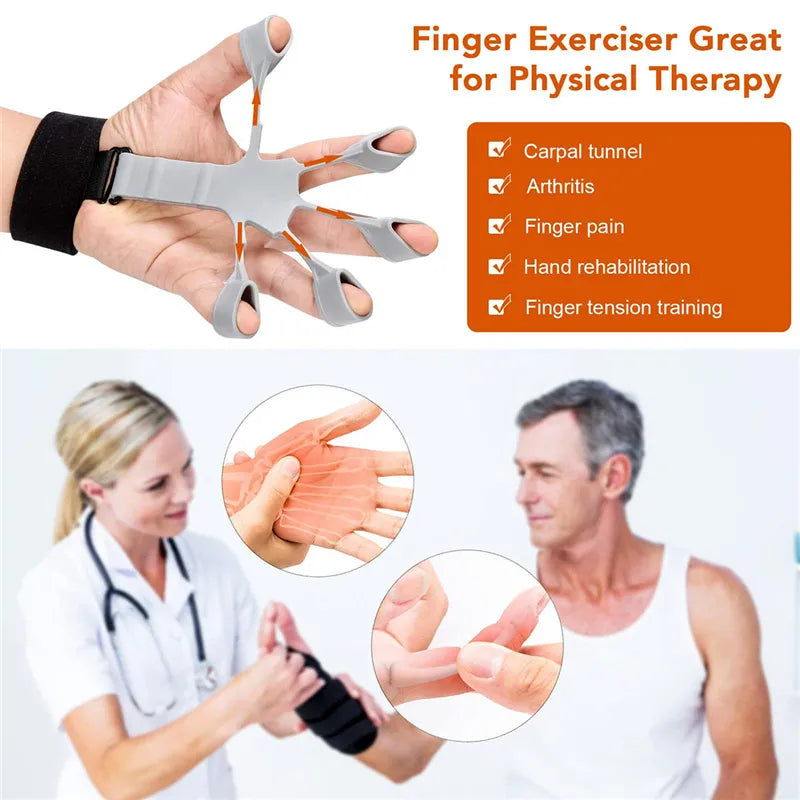 Pack of 2 High Quality Silicone Finger Trainer and Hand Strengthener with Adjustable Resistance Levels for Grip Strength Muscle Recovery and Musical Performance
