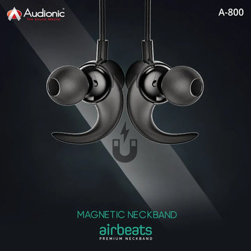 Audionic Air Beats A-800 Wireless Neckband Black with Extra Bass and High-Quality Sound