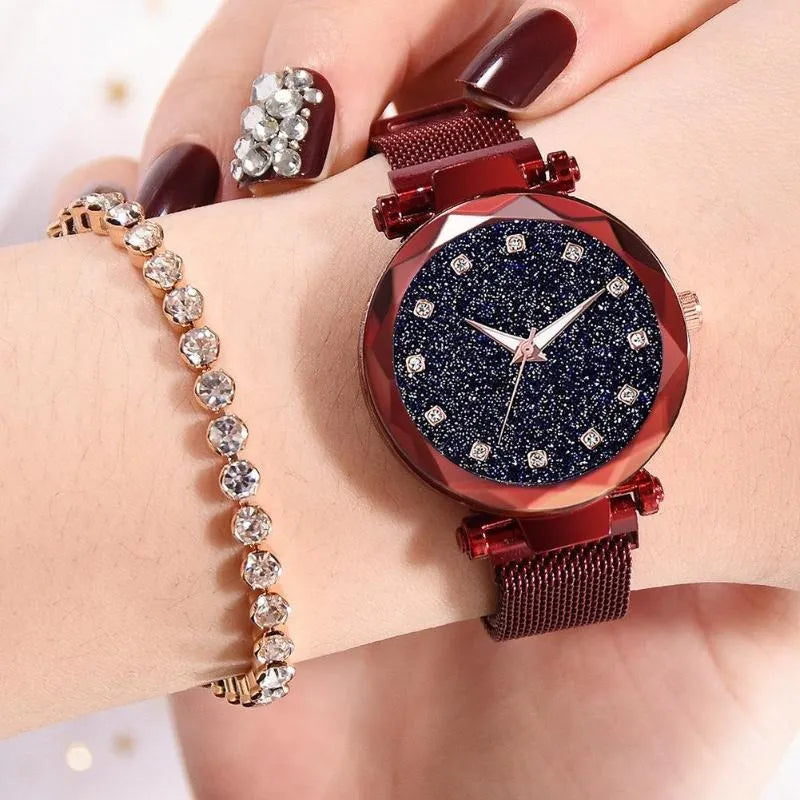 Luxury Women Quartz Watch Fashion Elegant Magnet Buckle Vibrato Ladies Wristwatch