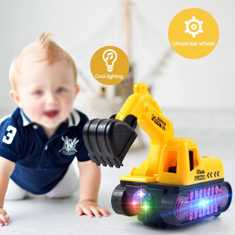 Engineering Vehicle LED Music Flash Excavator Bulldozer Toy Car for Kids