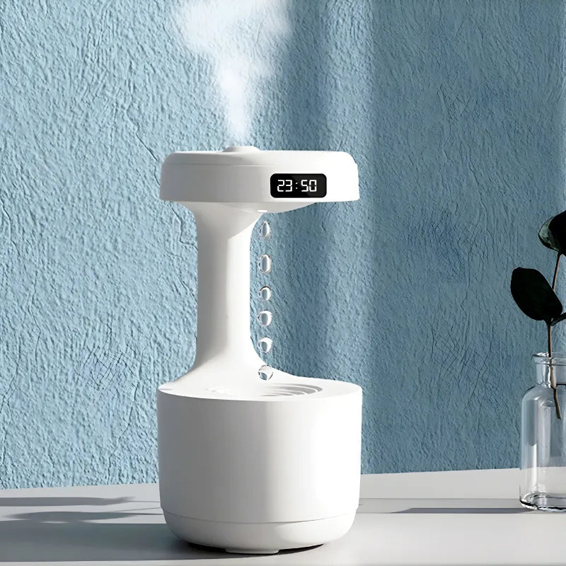 600ml Anti Gravity Cool Mist Humidifier With Digital Clock Aroma Diffuser and LED Night Light For Home and Office