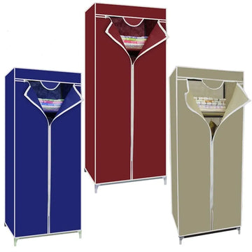 Clothes Closet Wardrobe Storage Organizer with Hanging Rack and Zippered Cover