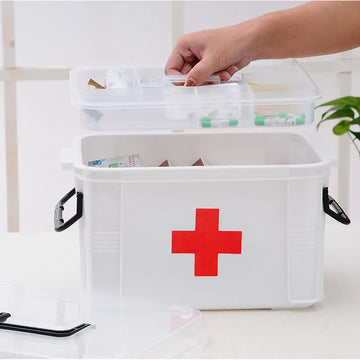 Multi-Layer Double Layer Medicine Storage Organizer First Aid Box with Compartments