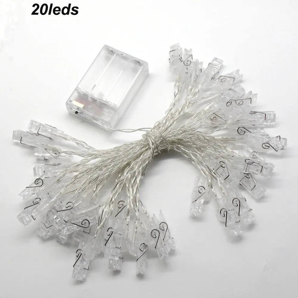 3.5 Meter 20 LED Photo Clips String Lights Battery Powered Golden Warm White Fairy Lights for Home Decoration