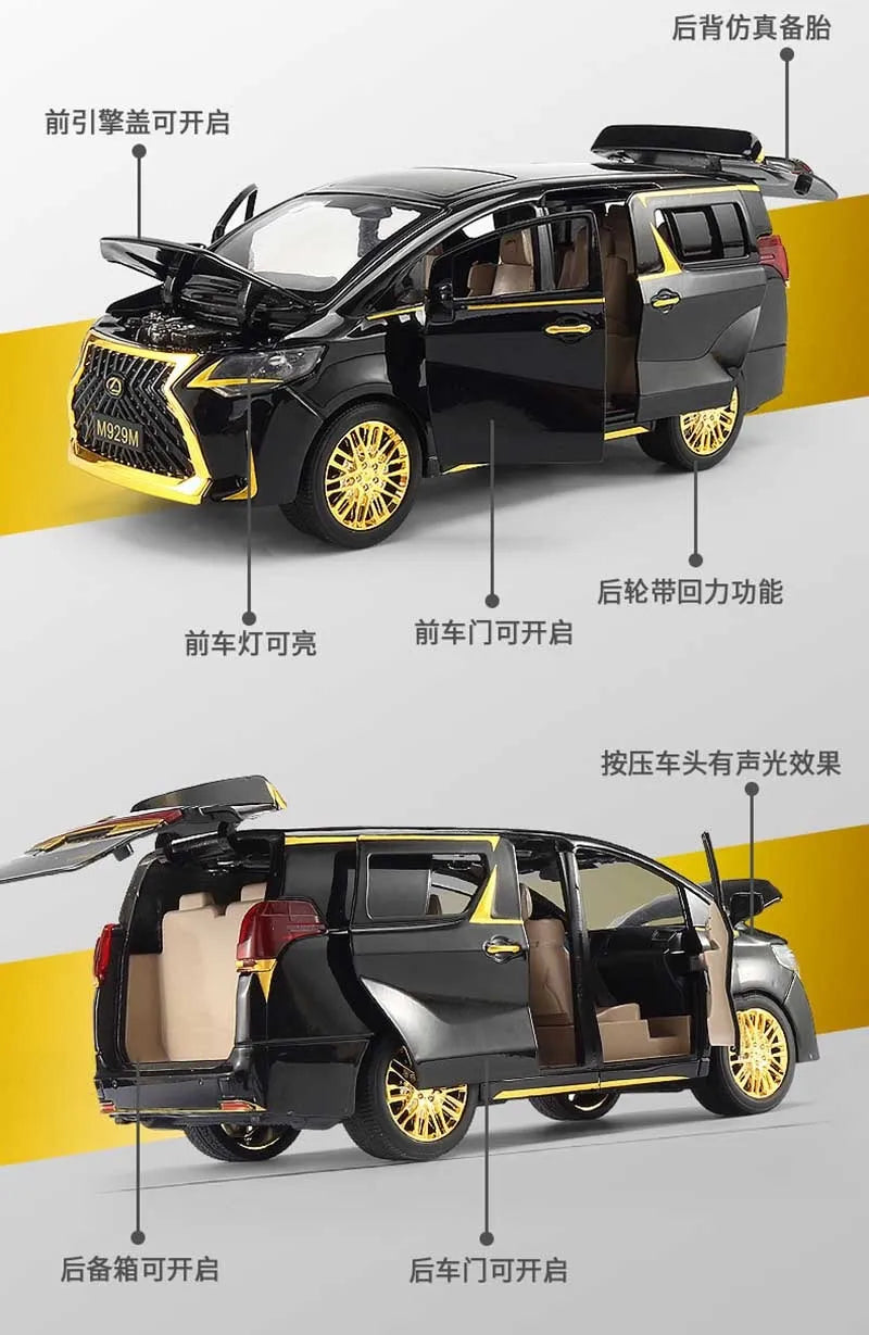 1:24 Luxury Lexus MPV Alloy Diecast Model Car with Sound and Light
