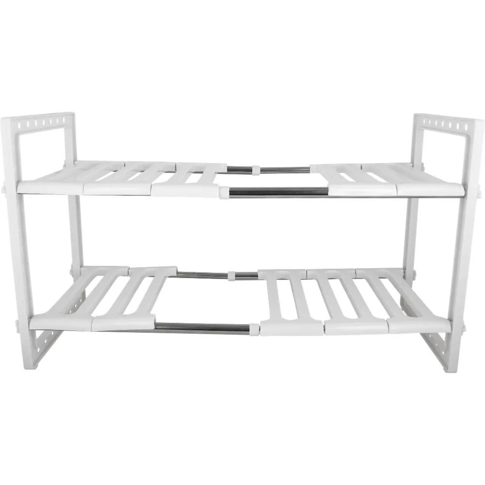 Adjustable Under Sink Kitchen Storage Rack Organizer Space Saver White