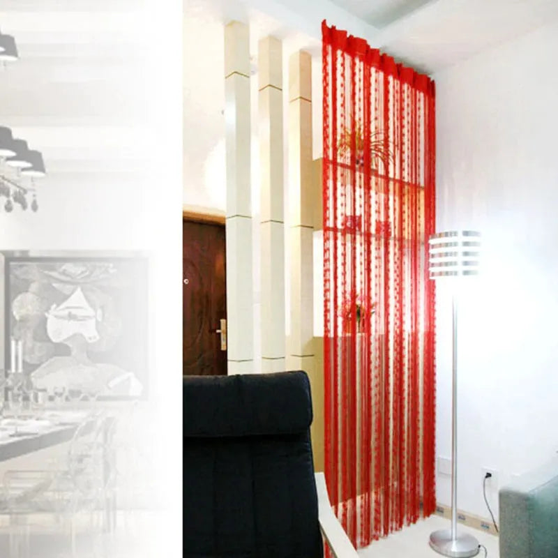 Heart Design Tulle Door Window Curtain 200x100cm for Bedroom Living Room Wedding Decor