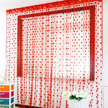 Heart Design Tulle Door Window Curtain 200x100cm for Bedroom Living Room Wedding Decor
