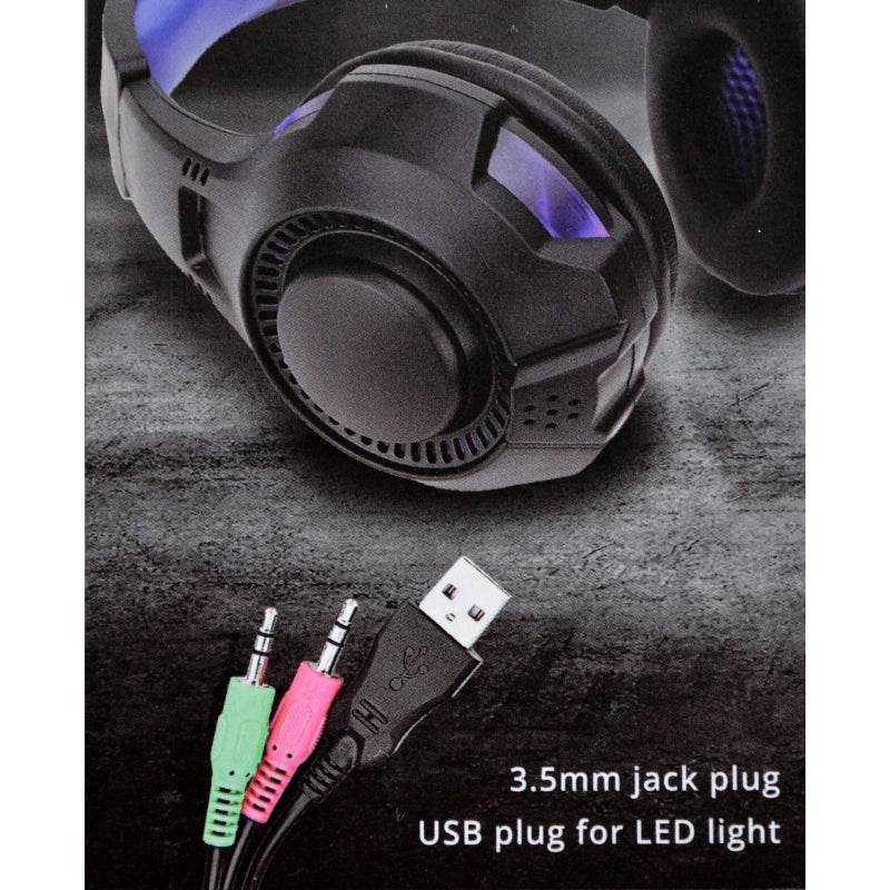 Piranha 2145 Wired Gaming Headset with Noise Cancelling Mic and LED Light - Al-Raheem Imports