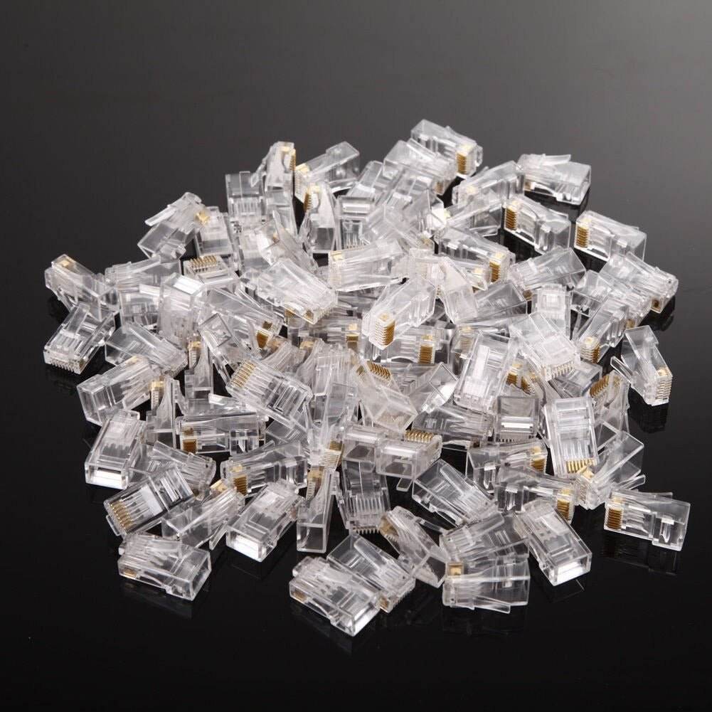 100Pcs Cat6 RJ45 UTP Gold Plated Modular Plug Transparent Network Cable Connector - Al-Raheem Imports