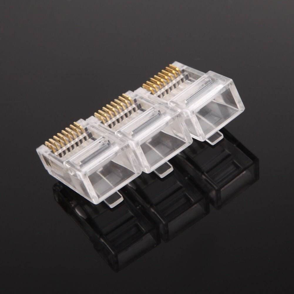 100Pcs Cat6 RJ45 UTP Gold Plated Modular Plug Transparent Network Cable Connector - Al-Raheem Imports