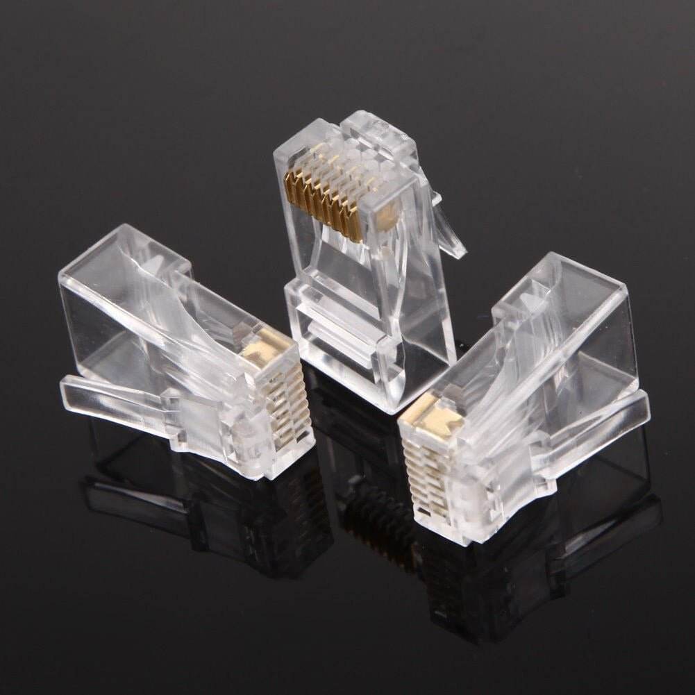 100Pcs Cat6 RJ45 UTP Gold Plated Modular Plug Transparent Network Cable Connector - Al-Raheem Imports