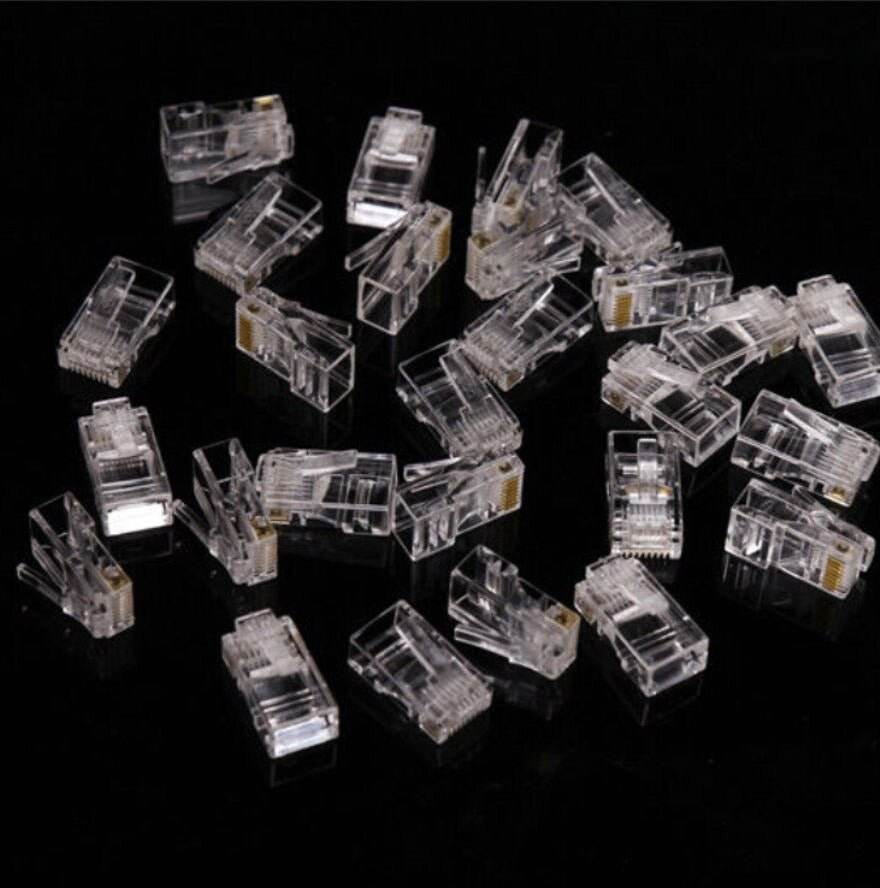 100Pcs Cat6 RJ45 UTP Gold Plated Modular Plug Transparent Network Cable Connector - Al-Raheem Imports