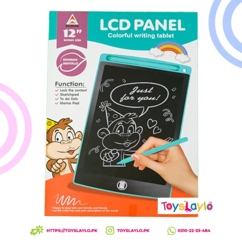 12 Inch Colorful Kids LCD Writing Tablet Reusable Drawing Board with Stylus One Button Erase Educational Doodle Pad