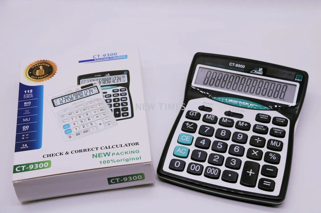 CT-9300 14 Digit Desktop Solar Dual Power Calculator with Large Display and Wear Resistant Keys