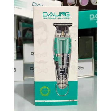 Daling DL-1631 Full Transparent LED Display Hair Trimmer Stainless Steel Blades 180 Minutes Runtime USB Charging