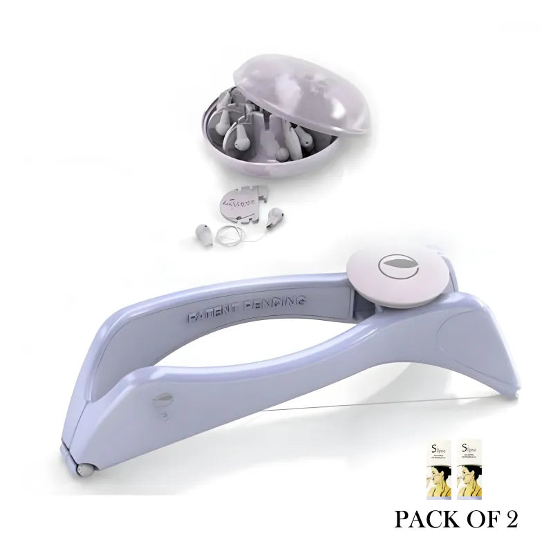 Pack of 2 Facial Care Beauty Neck and Body Hair Removal Machine with Manual Threading Tool for Smooth and Flawless Skin