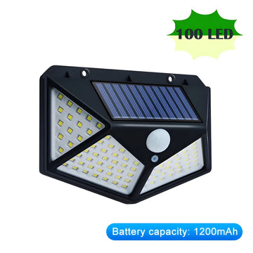 100 LEDs Rechargeable Motion Sensor Solar Interaction Waterproof Wall Lamp with 3 Intelligent Lighting Modes and IP65 Weatherproof Design for Outdoor Security