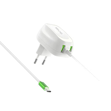 SOVO SG-75 Ready 3.4A Dual USB Fast Charger with Type-C Cable