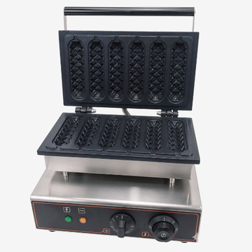 Commercial Electric Waffle Stick Maker 6 Slot Stainless Steel Waffle Machine | Non-Stick Plates | Fast Heating