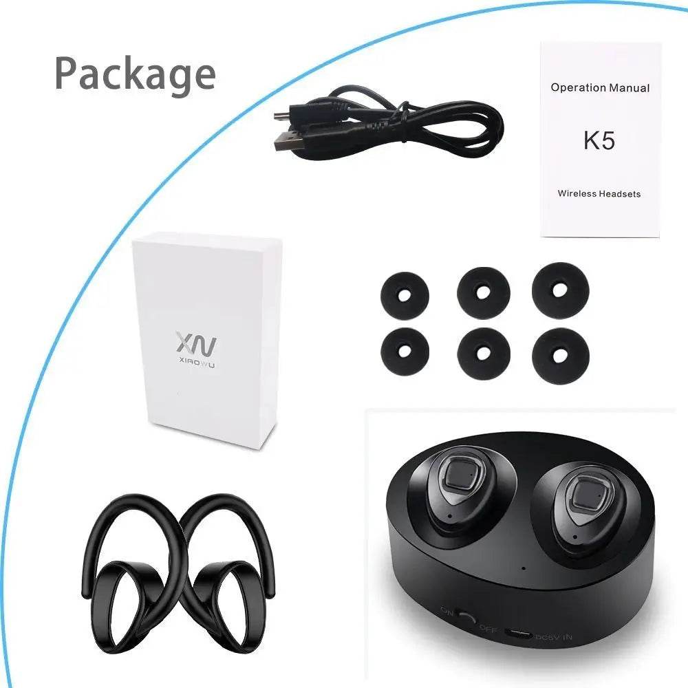 XIAOWU K5 In-Ear Wireless Bluetooth Earbuds with Mic, Ear Hook, and Charging Box - Al-Raheem Imports