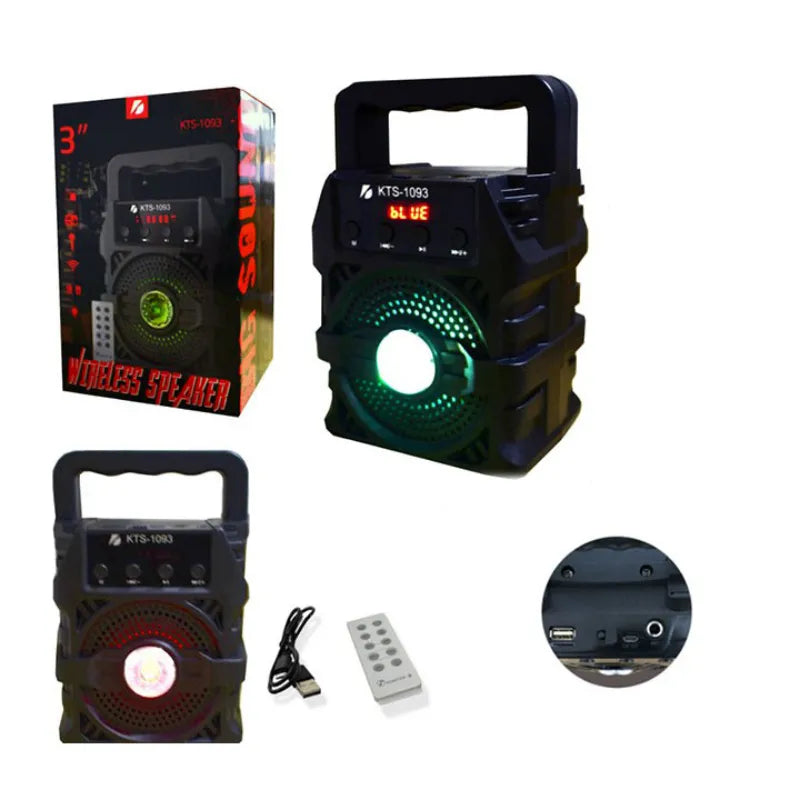 KTS1093 Wireless Bluetooth Portable LED Speaker with Remote and Karaoke Mic 3 Inch