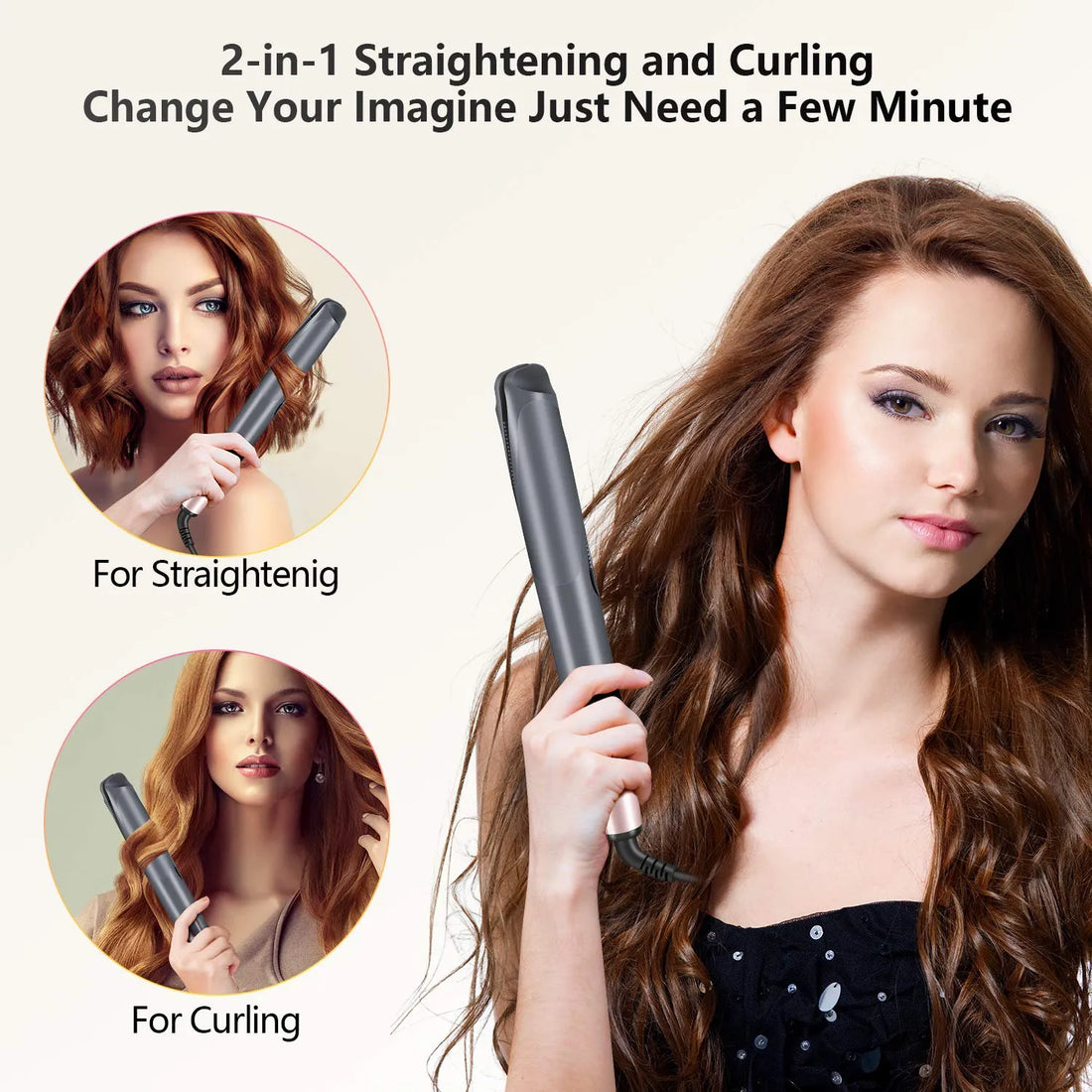 2 In 1 Hair Straightener And Curler Iron Tourmaline Ceramic Twisted Flat Iron With LCD Display 100 To 230 Degree Dual Voltage