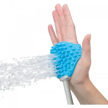 Unique 2 in 1 Pet Shower Massager Brush with Water Spray Silicone Grooming Tool