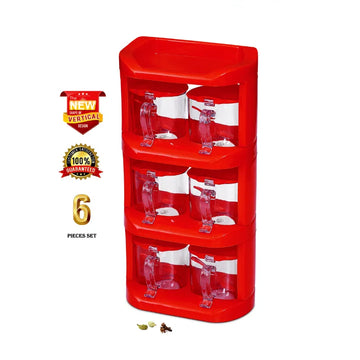 Pretty Neat 4 Tier Vertical Spice Rack Organizer with 6 Airtight Jars