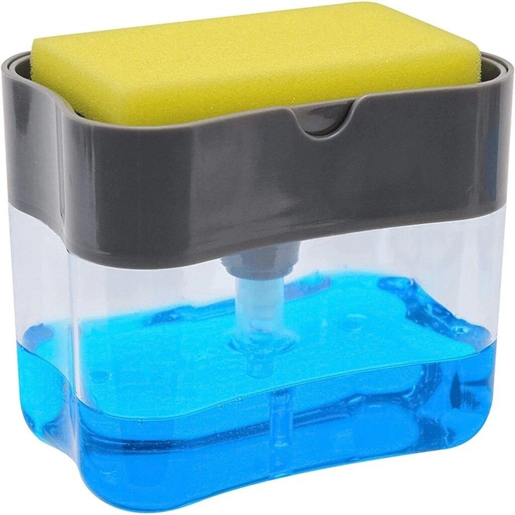 2-in-1 Liquid Soap Dispenser Pump with Sponge Caddy for Kitchen Sink