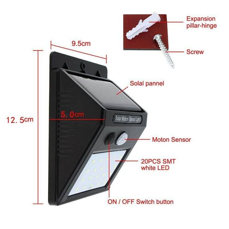 20 LED Solar Motion Sensor Wall Light Waterproof for Outdoor Garden - Al-Raheem Imports