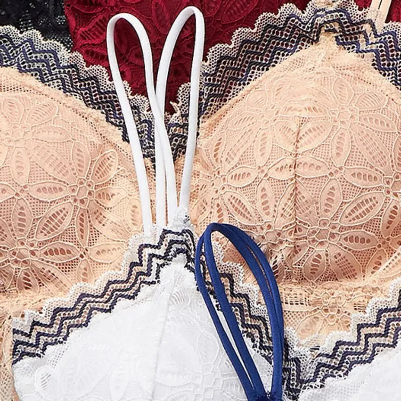 Women’s Seamless Lace Embroidered Push Up Tube Top Bra