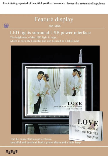 Home Decoration Bedroom Photo Frame USB LED Picture Painting Display Stand 7 Inch
