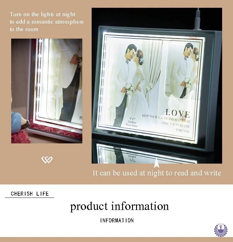 Home Decoration Bedroom Photo Frame USB LED Picture Painting Display Stand 7 Inch